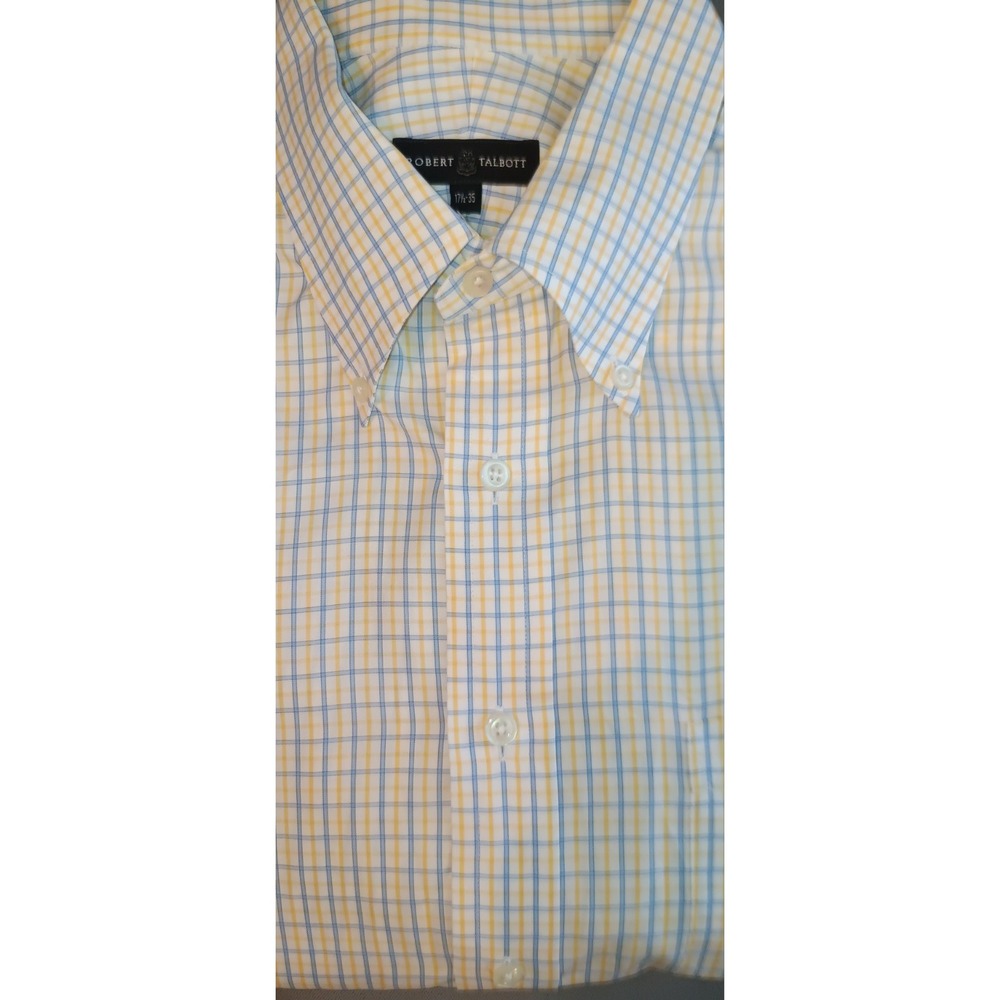 Robert Talbott Mens Button Down Dress Shirt Plaid Checkered Long Sleeve